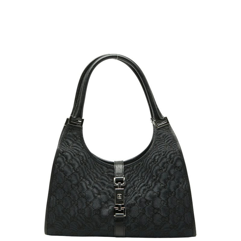 Gucci GG Canvas Jackie 2way Shoulder Bag Black Leather